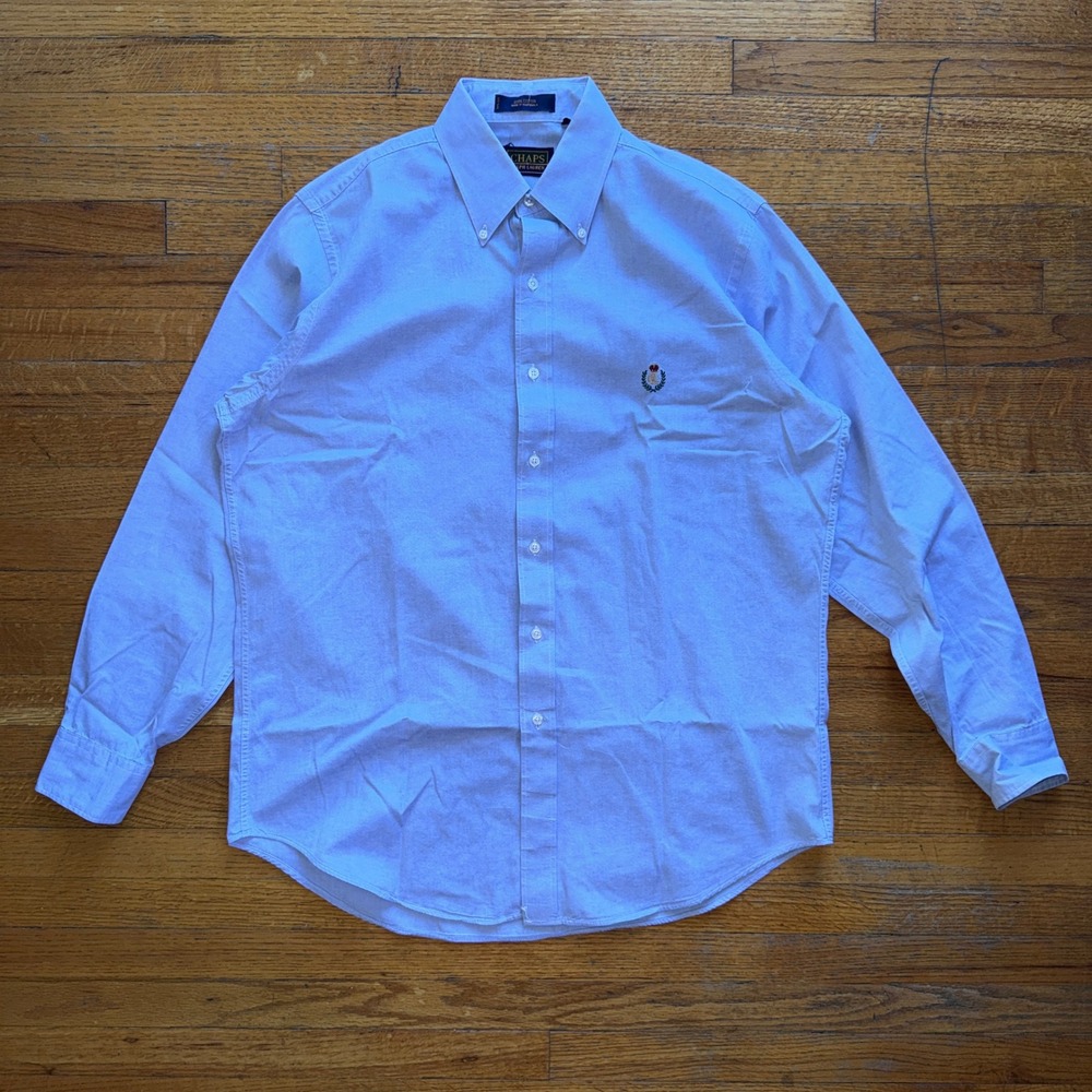Chaps Ralph Lauren Mens Light Blue Oxford Button Down 16 34/35 L Long Sleeve